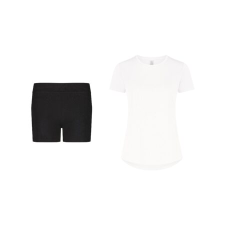 Cavente Women’s Black Sports Legging Shorts & T-Shirt Set – Gym and Training Outfit